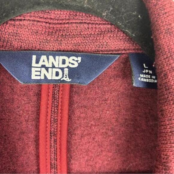Lands' End Longline Two Buttons Fleece Blazer Large Burgundy - Picture 5 of 12